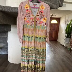 Anthropologie maxi dress 8P silk NWT Boho elevated